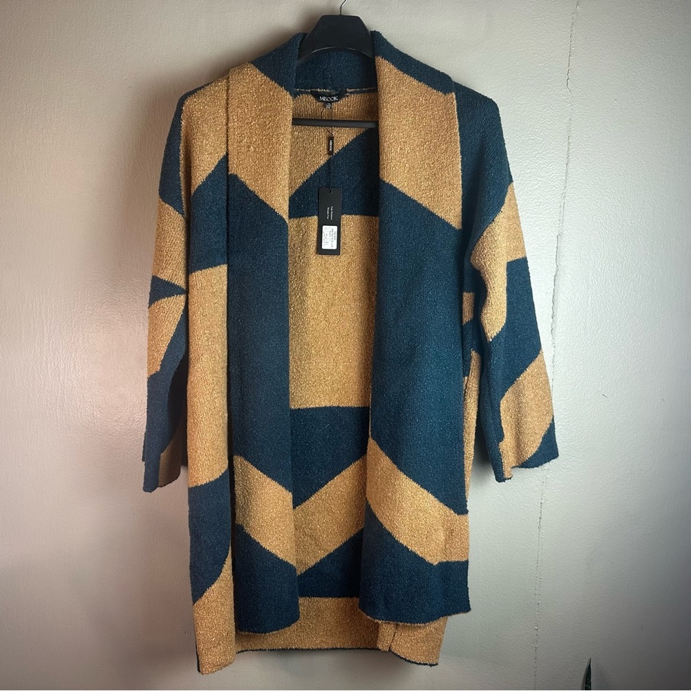 Misook Geometric Knit Oversized Open-Front Cardigan Sz L/XL - Picture 4 of 12